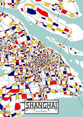 Shanghai City Map Mondrian