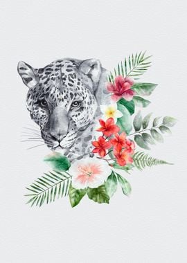 Leopard with Flowers paint