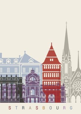 Strasbourg skyline poster