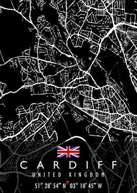 CARDIFF MAP UNITED KINGDOM