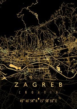 ZAGREB MAP CROATIA