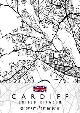 CARDIFF MAP UNITED KINGDOM