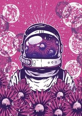 Astronaut floral trippy