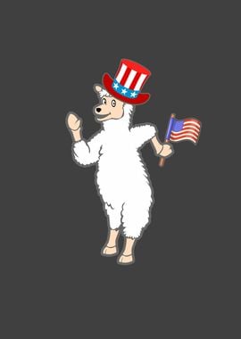 Patriotic Llama with hat