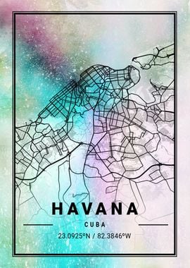 Havana City Map Cuba