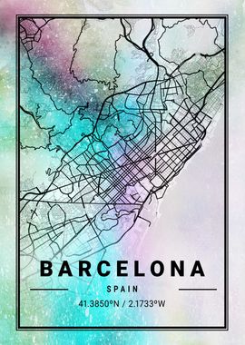 Barcelona City Map Spain