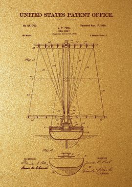 9 Sail Boat Patent Print