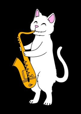 Cat Playing Saxophone