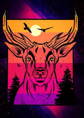 Vaporwave Deer