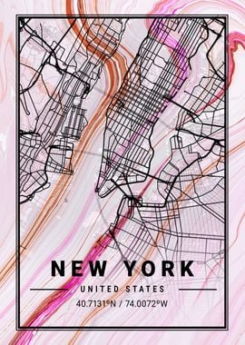 New York City Map Marble 