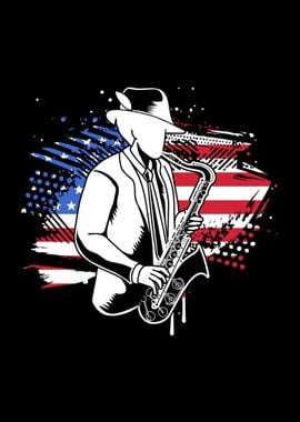 Saxophone American Flag