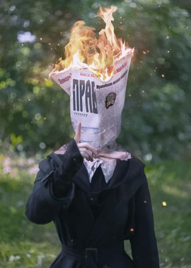 Burn Russian Newspaper art