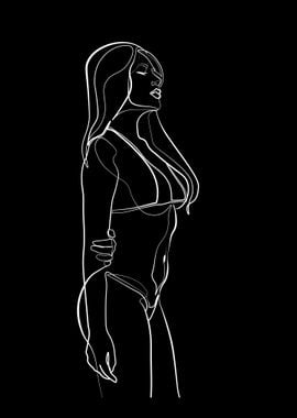 One Line Art Woman