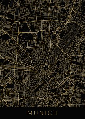 Munich Map Black Gold