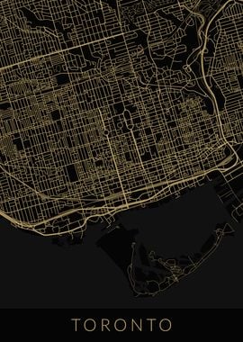 Toronto Map Black Gold