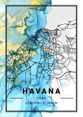 Havana City Map Cuba 