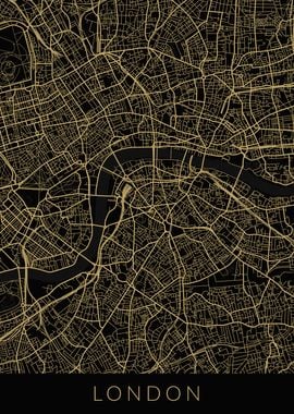 London Map Black Gold