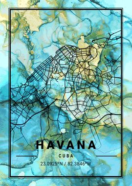 Havana City Map Cuba