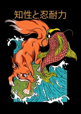 Fox and koi fish tattoo uk