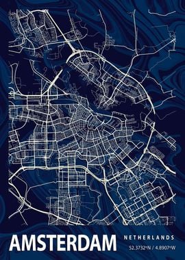 Amsterdam City Map marble