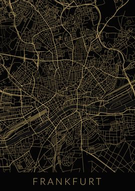 Frankfurt Map Black Gold