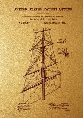 16 Ship Sails Patent Prin