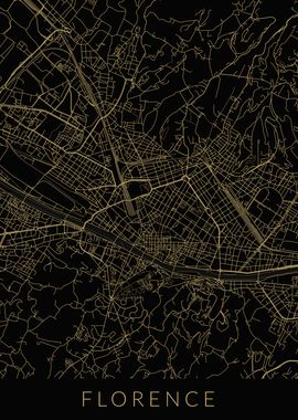 Florence Map Black Gold