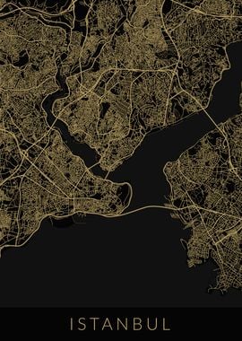 Istanbul Map Black Gold