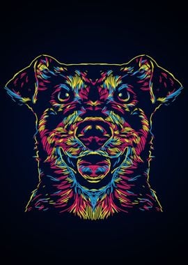 Abstract colorful dog face