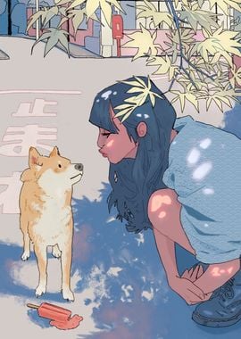 Girl and the shiba