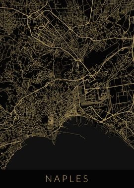 Naples Map Black Gold