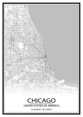 Chicago White Map