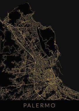 Palermo Map Black Gold