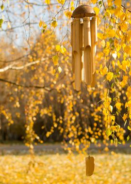 Wind Chimes in Fall Garden