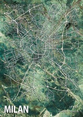 Milan City Map Italy marbl