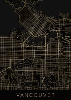 Vancouver Map Black Gold