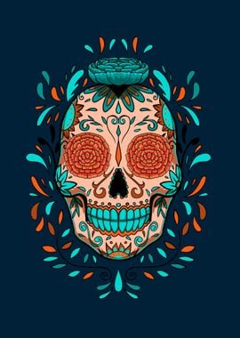 Sugar skull mexican flower