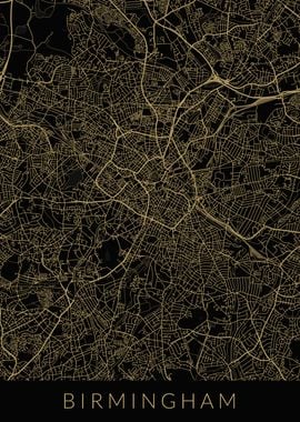 Birmingham Map Black Gold