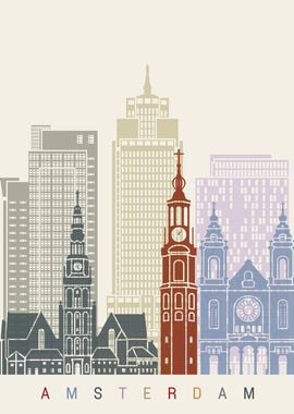 Amsterdam skyline poster