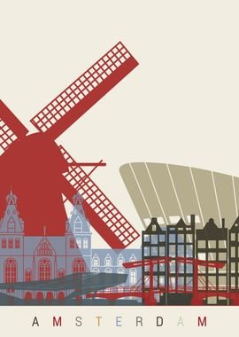 Amsterdam skyline poster