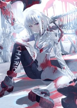 Anime girl skeleton animal