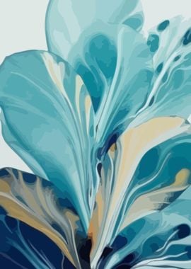 Abstract blue flower paint