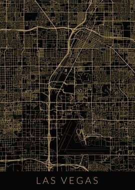 Las Vegas Map Black Gold