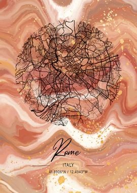 Rome City Map Italy marble