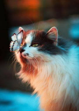 Persian Cat and Butterfly