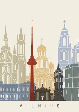 Vilnius skyline poster