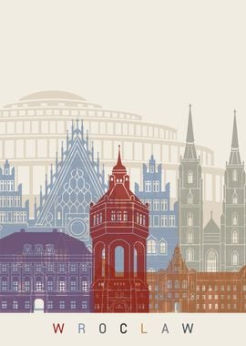 Wroclaw skyline poster