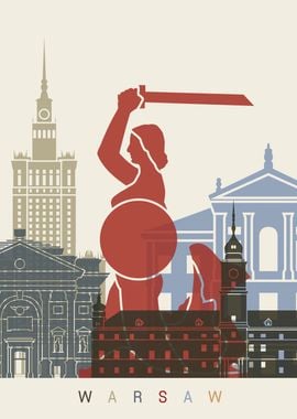 Warsaw skyline poster