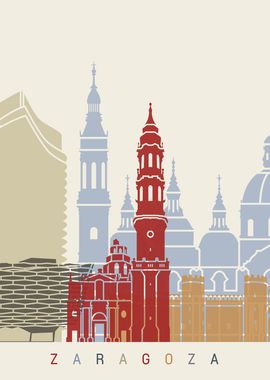 Zaragoza skyline poster