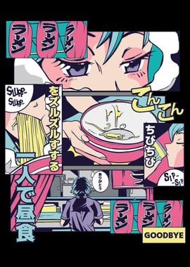 Anime girl vaporwave comic